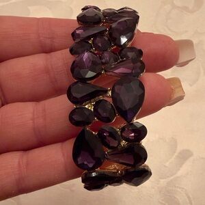 Macy's Ladies, Stretch, Gold and Purple Gemstone Bracelet. NEW